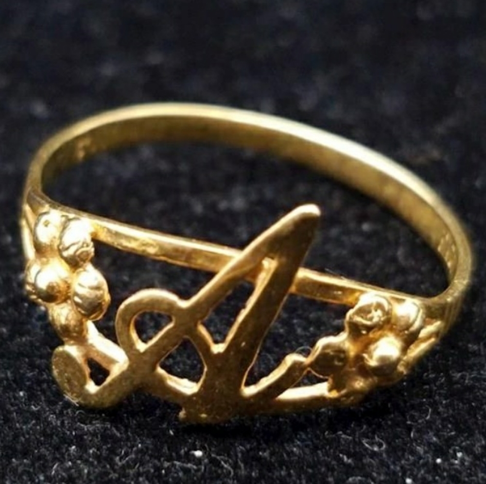14k Gold "A" letter ring